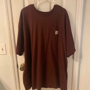 Carhartt 2XL Front Pocket Short Sleeve T-shirt Color is Port wine